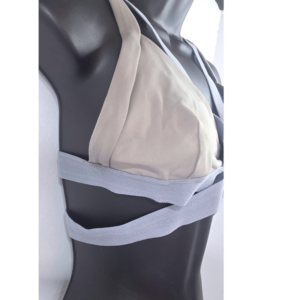 Alo Yoga NADI Sage Green Grey Multi-Strap Cage Sports Bra Size LARGE - Picture 3 of 6